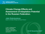 Climate Change Effects and Assessment of Adaptation Potential in