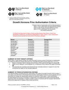 Growth Hormone Prior Authorization Criteria