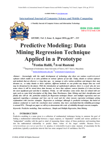 Predictive Modeling: Data Mining Regression Technique Applied in