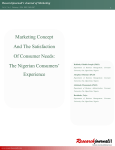 Marketing Concept And The Satisfaction Of Consumer Needs: The