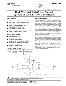 Dual Wideband High Output Current Operational Amplifier with