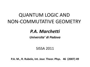 QUANTUM LOGIC AND NON-COMMUTATIVE GEOMETRY