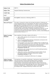 Subject Description Form Subject Code MM3711 Subject Title