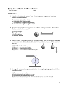 Electric Force and Field Practice Problems