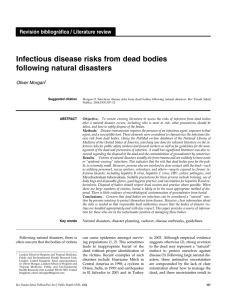 Infectious disease risks from dead bodies following natural disasters