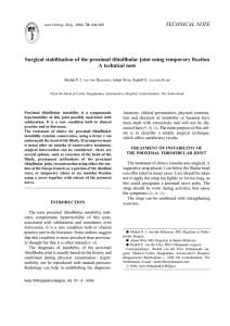 Surgical stabilisation of the proximal tibiofibular joint