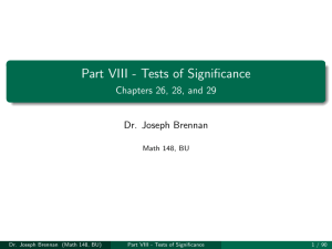Part VIII - Tests of Significance - Chapters 26, 28, and 29