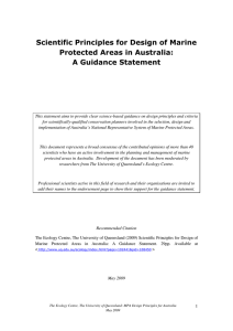 Scientific Principles for Design of Marine Protected Areas in Australia