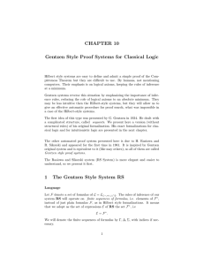 CHAPTER 10 Gentzen Style Proof Systems for Classical Logic 1