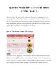 PERIODIC PROPERTY: SIZE OF THE ATOM/ ATOMIC RADIUS