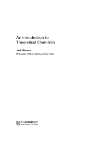 An Introduction to Theoretical Chemistry - Beck-Shop