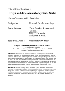 Origin and development of Jyotisha Sastra