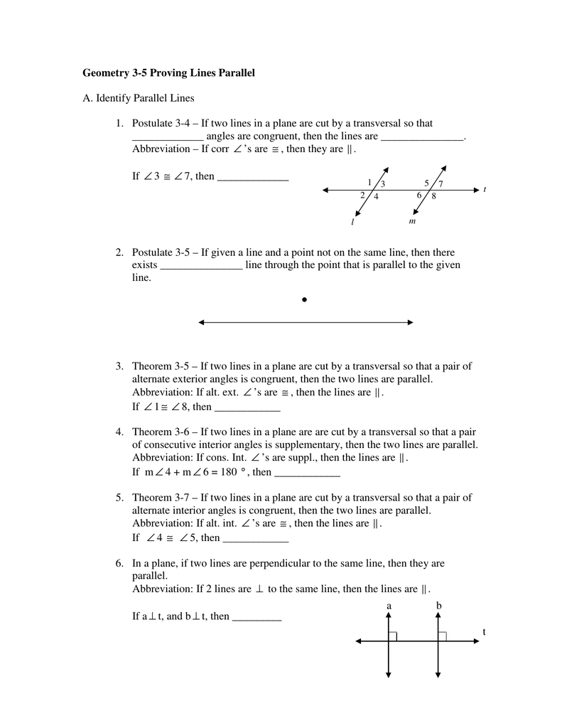 Geometry 3 5 Proving Lines Parallel A Identify Parallel Lines 1