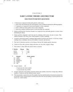 EARLY ATOMIC THEORY AND STRUCTURE