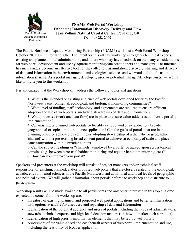 Discovery Of Information About Proposed >> Pnamp Portal Workshop Enhancing Information Discovery Discovery Of Information About Proposed >> Pnamp Portal Workshop Enhancing Information Discovery