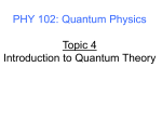 Topic 4 - Introduction to Quantum Theory