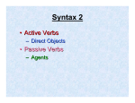 Syntax 2: Subjects and Verbs