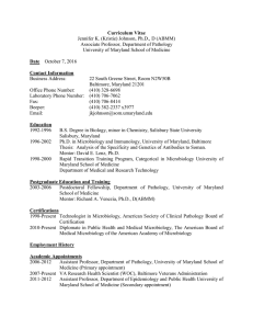 Curriculum Vitae - University of Maryland School of Medicine