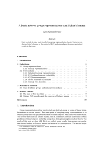 A basic note on group representations and Schur`s lemma