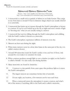 Meteoroid/Meteor/Meteorite Facts