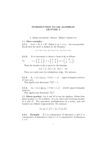 INTRODUCTION TO LIE ALGEBRAS. LECTURE 2. 2. More