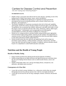Nutrition and the Health of Young People Benefits of Healthy Eating