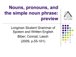 Chapter 4 - Nouns, pronouns and the simple noun phrase