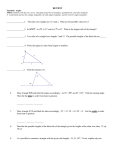 Angle Inequalities, Triangle Congruence, Points of Concurrency