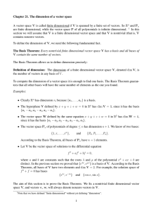 Chapter 21. The dimension of a vector space A vector space V is