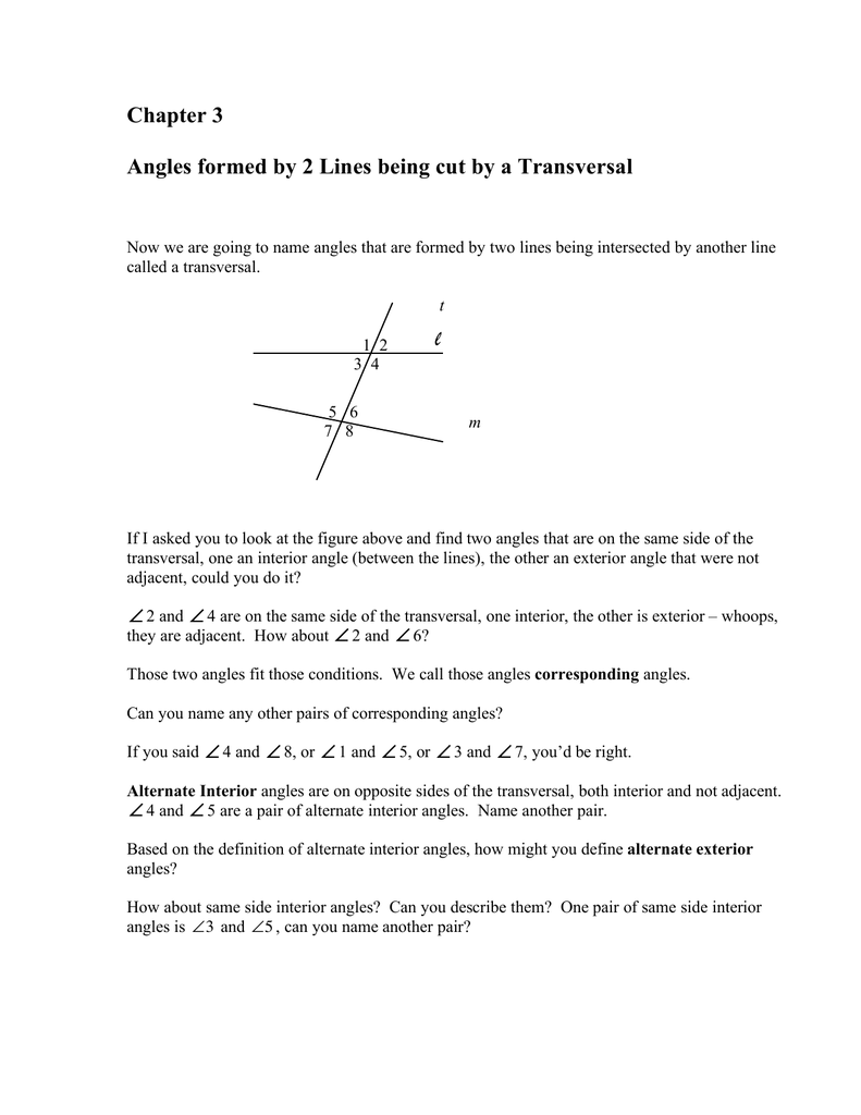 Chapter 3 Parallel Lines