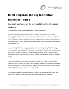 Direct Response: The Key to Effective Marketing - Part 1