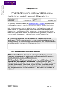 Risk assessment of work with genetically modified plants in