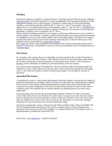 Partition In personal computers, a partition is a logical division of a