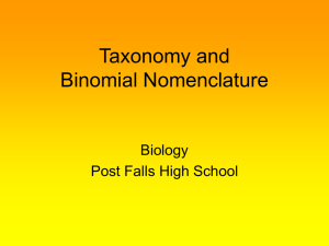 Taxonomy and Binomial Nomenclature