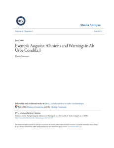 Exempla Augusto: Allusions and Warnings in Ab Urbe Condita, I