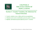 Genetic Variation, the Substrate for Natural Selection CHAPTER 23