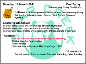 Cornell Notes: “Introduction to Classical Mythology”