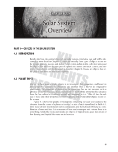 PART 1 OBJECTS IN THE SOLAR SYSTEM 4.1 INTRODUCTION