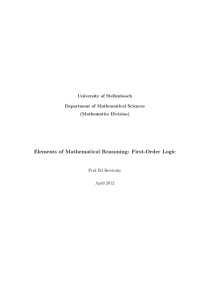 Notes and exercises on First Order Logic