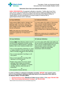 Edmonton Zone Case and Outbreak Definitions