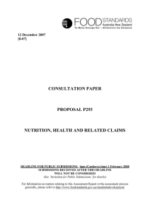 consultation paper proposal p293 nutrition, health and related claims