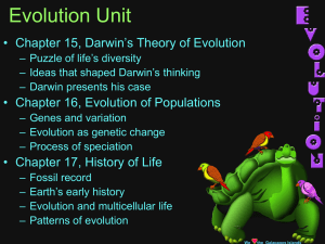 Ch. 15, Darwin`s Theory of Evolution