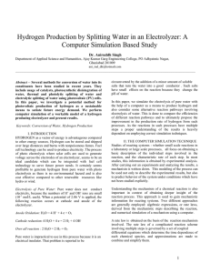 Hydrogen Production by Splitting Water in an Electrolyzer