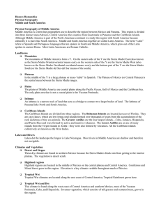 PHYSICAL GEOGRAPHY OF MIDDLE AMERICA: divided into 3