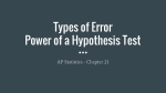 Types of Error Power of a Hypothesis Test