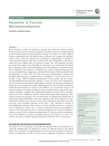 Hepatitis A Vaccine Recommendations