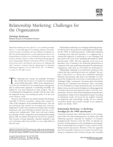 Relationship Marketing: Challenges for the Organization