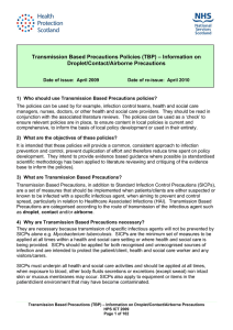 Transmission Based Precautions Policies (TBP) – Information on