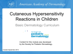 Cutaneous hypersensitivity reactions in children