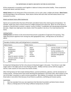 THE IMPORTANCE OF ABIOTIC AND BIOTIC FACTORS IN